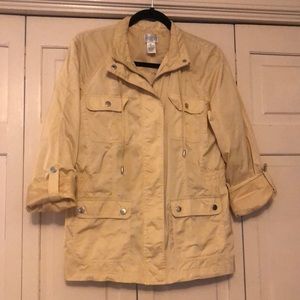 Chicos Zenergy butter yellow windbreaker jacket sleeve holder Sz 1 or Medium R1